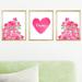 Outside In Art Studio Preppy Pink & Green Flower Artwork, 3 Paper Prints Paper | 10 H x 8 W x 0.06 D in | Wayfair