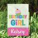 The Party Aisle™ Mounce Birthday Girl Personalized Polyester 18 x 12 in. Garden Flag in Indigo/Pink | 17.5 H x 12 W in | Wayfair