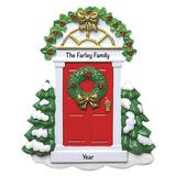 The Holiday Aisle® Door Personalized Hanging Figurine Ornament in Green/Red | 4.5 H x 4.5 W x 0.5 D in | Wayfair DE6AF2525DB042DF8DD5105B3449A902