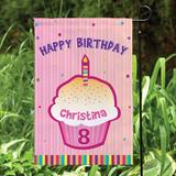 The Party Aisle™ Mote Happy Birthday Personalized Polyester 18 x 12 in. Garden Flag in Pink | 17.5 H x 12 W in | Wayfair