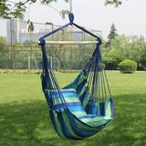 Arlmont & Co. Chair Hammock Polyester/Cotton in Blue/Green | 34 H x 40 W x 50 D in | Wayfair 0311F9C4D6B849AA992A7FC1D027D1ED