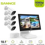 4CH Kit de Vidéosurveillance 5-en-1 dvr 10,1'avec 4 ×1080P Caméras Vision Nocturne Caméra de