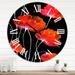 Designart 'Abstract Red Flower Detail On Black II' Traditional wall clock