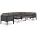 vidaXL 8 Piece Patio Lounge Set with Cushions Poly Rattan Anthracite - 103.9" x 78.7" x 25.2"