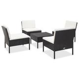 vidaXL 5 Piece Patio Sofa Set with Cushions Poly Rattan Black