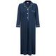 Women Long Nightshirt Full Sleeve Notch Collar Button Up Cotton Jersey Knit Soft Nightie (Navy Blue, Small)