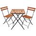 Ebern Designs Bistro Set 3pc Wood Slat Wood/Metal in Brown/White | 21.6 W x 21.6 D in | Outdoor Furniture | Wayfair