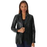 Plus Size Women's Leather Blazer by Jessica London in Black (Size 22 W)