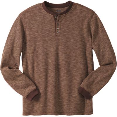 Men's Big & Tall Waffle-Knit Thermal Henley Tee by KingSize in Heather Brown (Size 9XL) Long Underwear Top
