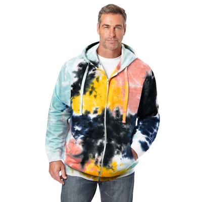 Men's Big & Tall Fleece Zip-Front Hoodie by KingSize in Cool Blue Marble (Size 7XL) Fleece Jacket