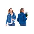 Plus Size Women's Stretch Denim Jacket by Woman Within in Medium Stonewash Floral Embroidery (Size 28 W)
