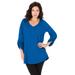 Plus Size Women's Lightweight Textured Slub Knit Boyfriend Tunic by Roaman's in Vivid Blue (Size 14/16) Long Shirt