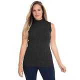 Plus Size Women's Fine Gauge Mockneck Sweater by Jessica London in Black (Size 18/20) Sleeveless Mock Turtleneck