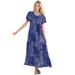 Plus Size Women's Short-Sleeve Crinkle Dress by Woman Within in Navy Patchwork (Size 3X)