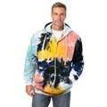 Men's Big & Tall Fleece Zip-Front Hoodie by KingSize in Cool Blue Marble (Size 4XL) Fleece Jacket