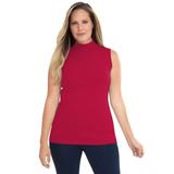 Plus Size Women's Fine Gauge Mockneck Sweater by Jessica London in Classic Red (Size 18/20) Sleeveless Mock Turtleneck