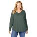 Plus Size Women's Washed Thermal V-Neck Tee by Woman Within in Pine (Size 34/36) Shirt