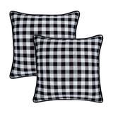 Buffalo Check Throw Pillow Covers - 18-in x 18-in - Set of Two by Achim Home Décor in Black White