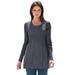Plus Size Women's Ribbed Baby Doll Tunic Sweater by Jessica London in Heather Charcoal (Size 2X)