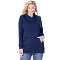 Plus Size Women's Washed Thermal Hooded Sweatshirt by Woman Within in Evening Blue (Size 22/24)