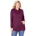 Plus Size Women's Washed Thermal Hooded Sweatshirt by Woman Within in Deep Claret (Size 30/32)