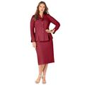 Plus Size Women's Two-Piece Skirt Suit with Shawl-Collar Jacket by Roaman's in Rich Burgundy (Size 16 W)