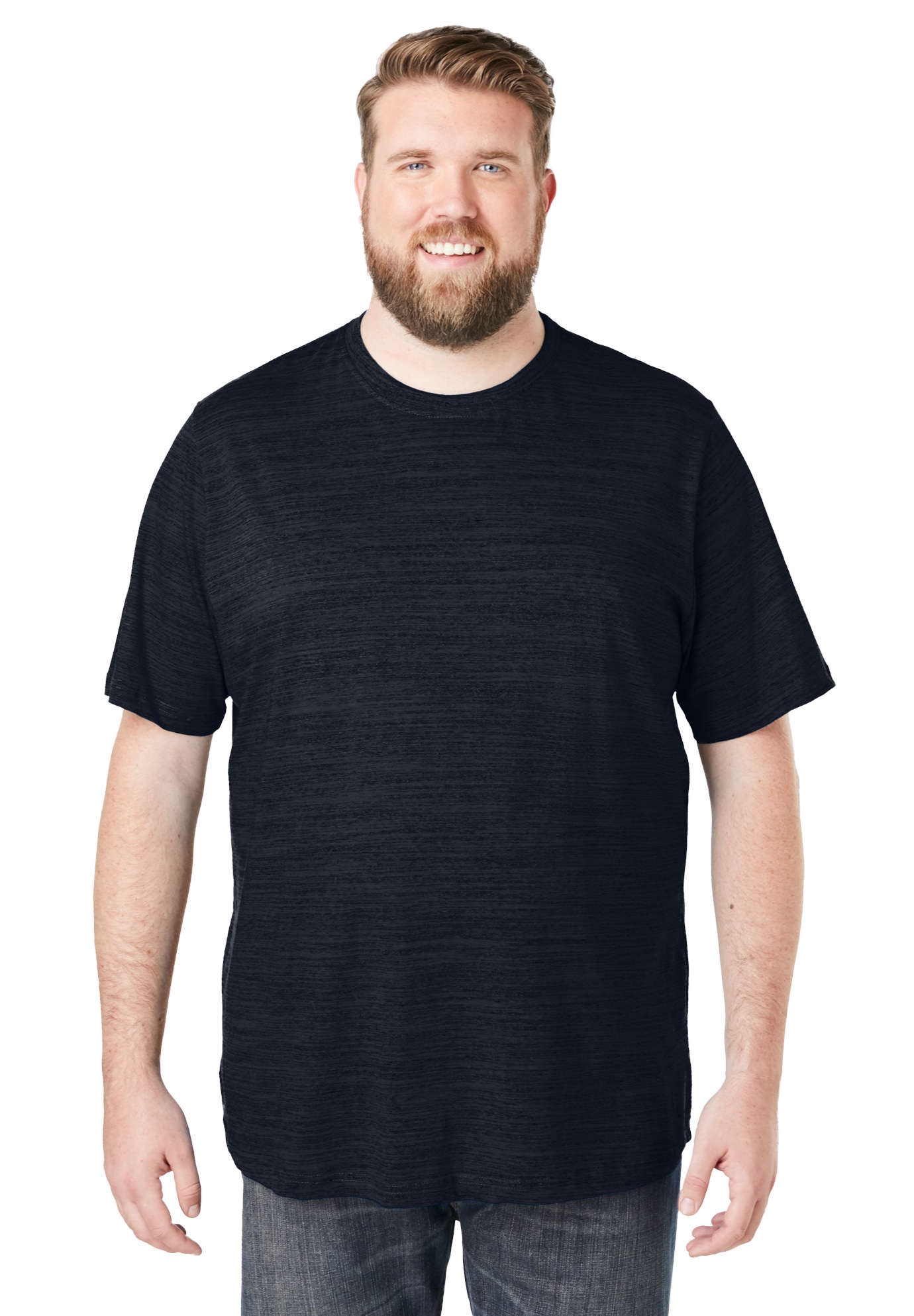 Men's Big & Tall Heavyweight Jersey Crewneck T-Shirt by Boulder Creek in Black Marl (Size 6XL)