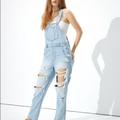American Eagle Outfitters Dresses | American Eagle 90s Light Wash Denim Overall | Color: Blue | Size: Various