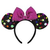 Disney Accessories | Disney Minnie Colorful Polka Dot Ears Headband | Color: Black/Pink | Size: Os