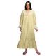 Moomaya Printed V-Neck Sleepwear Cotton Ruffled Border Women’s Maxi Nightdress Light Yellow