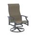 Tropitone Marconi Sling High Back Swivel Patio Chair Metal in Gray/Brown | 43.5 H x 25.5 W x 27.5 D in | Wayfair 452070_GPH_Gaviota