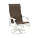 Tropitone Marconi Sling High Back Swivel Patio Chair Metal in Gray/White/Brown | 43.5 H x 25.5 W x 27.5 D in | Wayfair 452070_SHL_Mia II