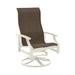 Tropitone Marconi Sling High Back Swivel Patio Chair Metal in Gray/White/Brown | 43.5 H x 25.5 W x 27.5 D in | Wayfair 452070_PMT_Mia II