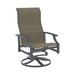 Tropitone Marconi Sling High Back Swivel Patio Chair Metal in Gray/White/Brown | 43.5 H x 25.5 W x 27.5 D in | Wayfair 452070_GPH_Cape Cove