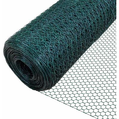 Drahtzaun Sechskantgeflecht, Maschendrahtzaun, 1x25m, Maschenweite 25mm, PVC-Beschichtet Grün