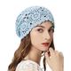 ZLYC Damen Sommer Strickmützen Handgemacht Häkelmütze Slouch Beanie Mütze (Solid Blue),Gr.Einheitsgröße