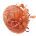 Caprilite Orange and Peach Nude Sinamay Big Disc Saucer Fascinator Hat for Women Weddings Headband