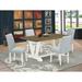 East West Furniture Dining Table Set- a Dining Table and Baby Blue Linen Fabric Chairs, Off-White(Finish & Pieces Options)