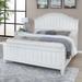 Roundhill Furniture Saline Wood Camelback Planked Bed in White Finish