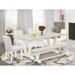 East West Furniture Dining Table Set- a Dining Table and White Faux Leather Parson Chairs, Off-White(Pieces Options)