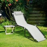 Portable Folding Beach Lounge Chair with Adjustable Height and Pillow for Patio Relaxation - 74.5" x 23" x 15.5" (L x W x H)