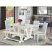East West Furniture Dining Table Set- a Dining Table and Baby Blue Linen Fabric Chairs, Off-White(Pieces Options)