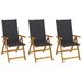 vidaXL Folding Patio Chairs 3 pcs with Cushions Solid Acacia Wood - Brown