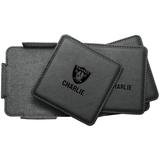 Las Vegas Raiders 4-Pack Personalized Leather Coaster Set