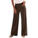 Plus Size Women's Wide-Leg Soft Knit Pant by Roaman's in Chocolate (Size 1X) Pull On Elastic Waist