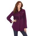 Plus Size Women's Fringe Big Shirt by Roaman's in Dark Berry (Size 12 W)