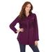 Plus Size Women's Fringe Big Shirt by Roaman's in Dark Berry (Size 12 W)