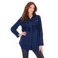 Plus Size Women's Fringe Big Shirt by Roaman's in Evening Blue (Size 26 W)