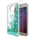 Moto G5S Plus Case (With tempered glass screen protector ) Cute Sparkly Shiny Glitter Bling Luxury Fashion Liquid Quicksand for Girls Soft Clear TPU Cover For MOTOROLA MOTO G5S PLUS (TEAL)