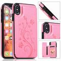 For iPhone 7 Plus / 8 Plus Dteck Retro Flower Patterned PU Leather Back Card Wallet Flip Stand Cover pink